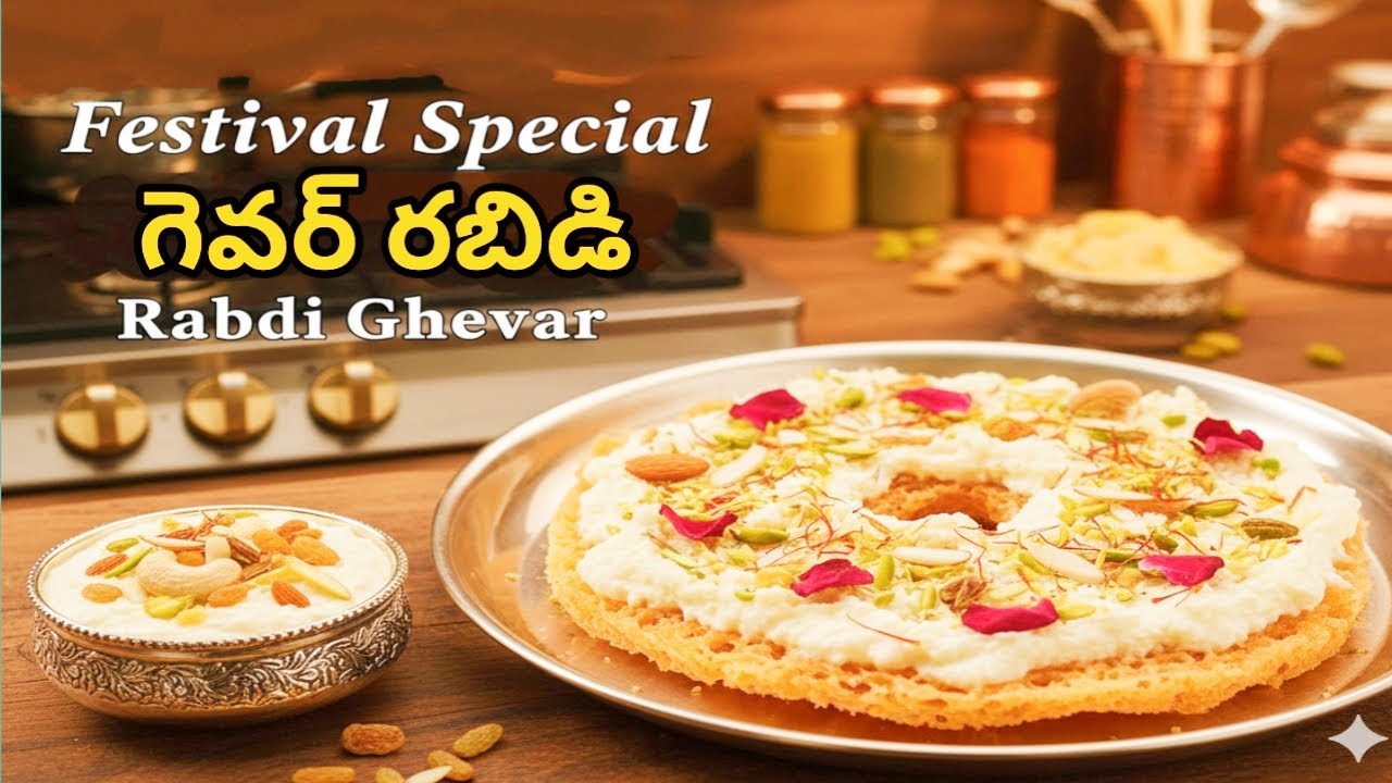 Ghevar rabdi sweet ! గెవర్ రబిడీ స్వీట్ . Perfect ghevar sweet shop style at home
