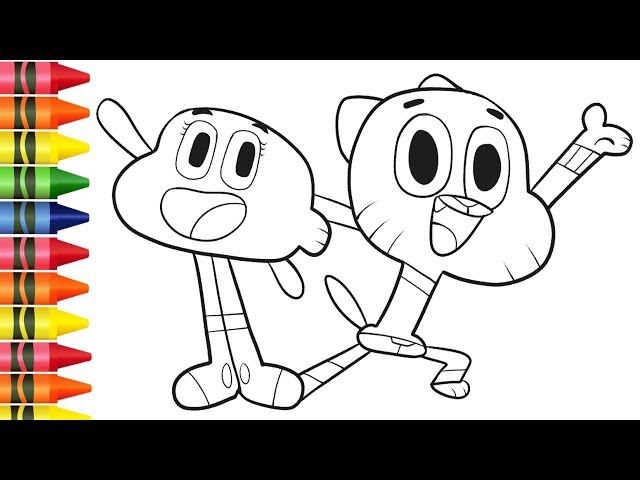 Desenhos para colorir Pintar Gumball e Darvin Colorindo Pinturas