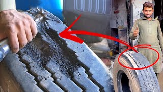 Amazing Technique of Repairing a Truck Tire | tire repair fix a flat tire service | fix it problam