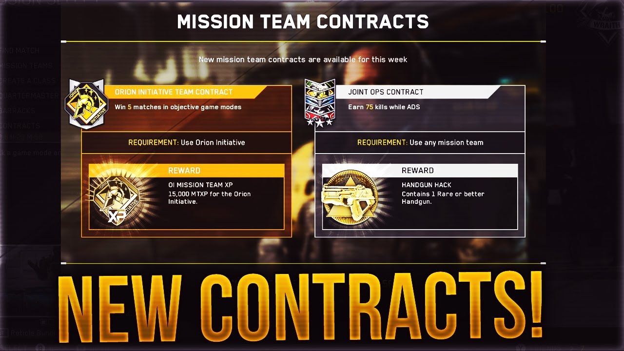 NEW CONTRACTS ADDED to INFINITE WARFARE! (HANDGUN REWARD)