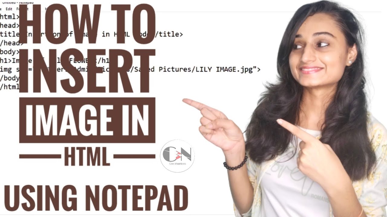How To Insert Image In Html Using Notepad Code With Neha YouTube