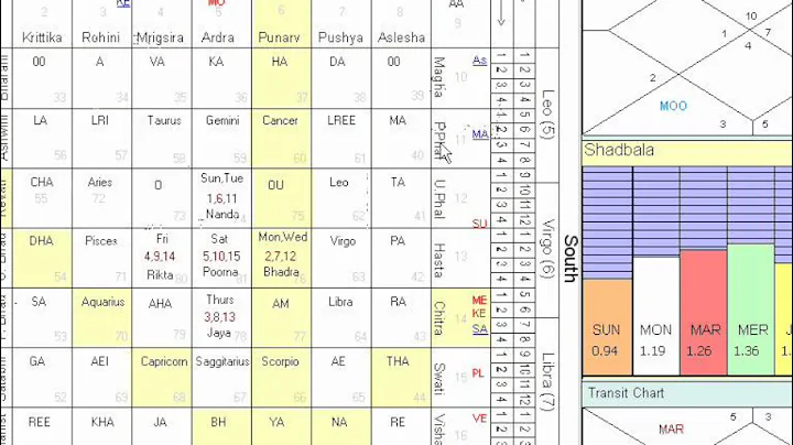 Sarvato Bhadra chakra - easy study of vedhas, Natal and Transit planets with detail on chart