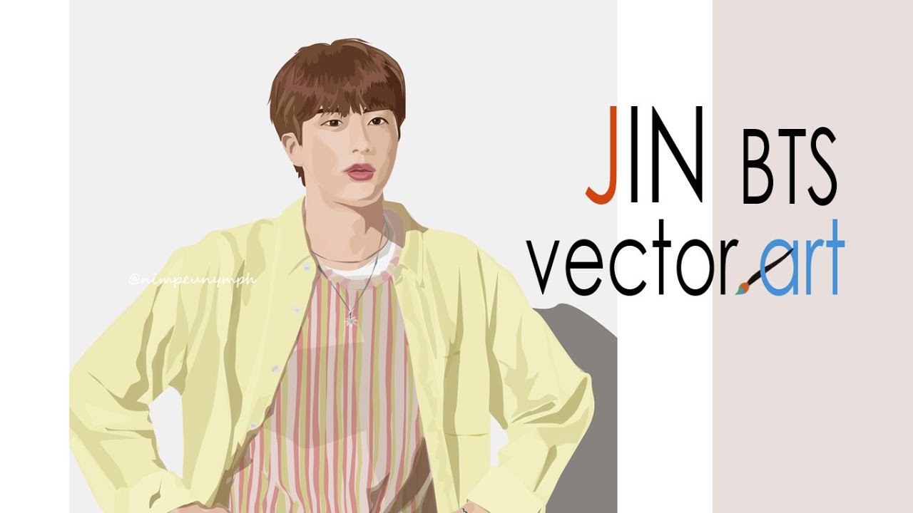 BTS JIN Vector Art Illustrator Drawing - YouTube