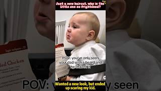 A child’s reaction to dad’s new haircut#funny #povs #fyp #viralvideo #kids