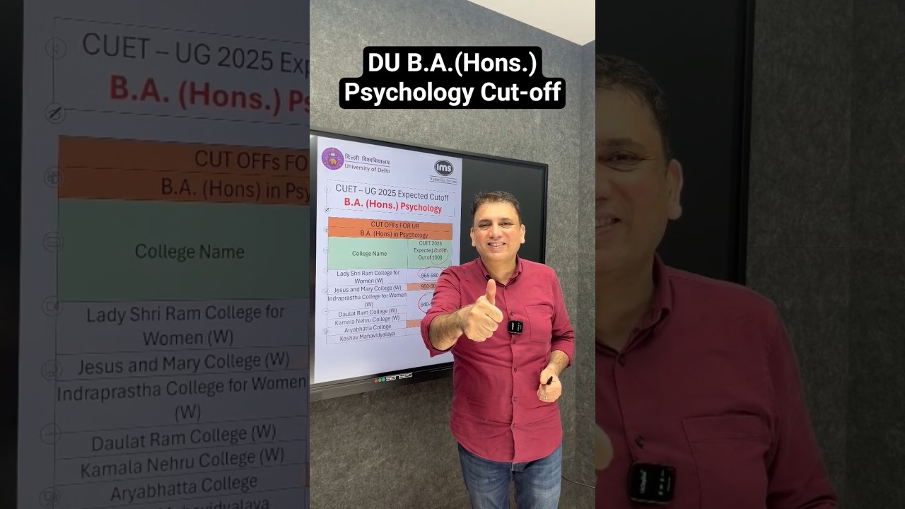 DU B.A.(Hons.) Psychology Expected Cut-off 