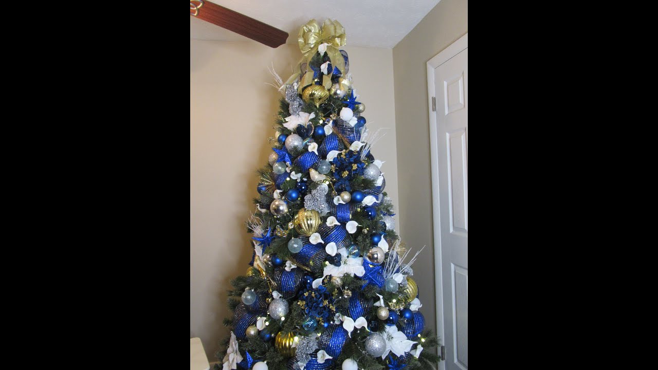Christmas Tree Decorating Navy Blue, White, Gold, Silver YouTube