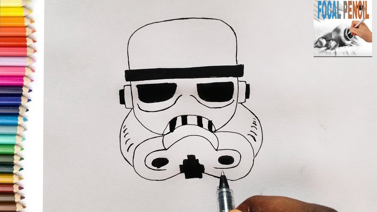 How To Draw A Stormtrooper Helmet Step By Step Youtube 