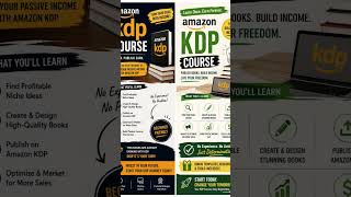 Create a fast-paced 25–35 second promotional video for an Amazon KDP course. Open with: “Turn your