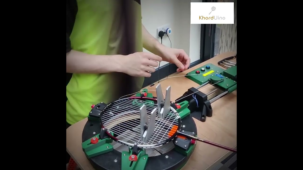 The KhordUino is a DIY badminton racquet stringing machine