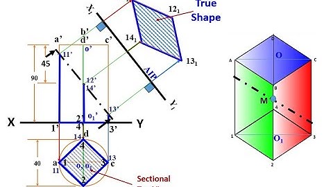 Engineering Graphics Lecture 013Z Section of Solids XXVI  (Section of Square Prism by an AIP)