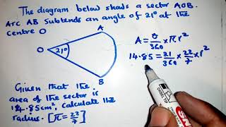 Sector, find radius given area  ECZ 2019 paper 1