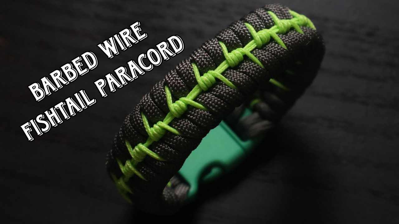 HOW TO MAKE BARBED WIRE STITCHING FISHTAIL PARACORD BRACELET, EASY PARACORD  TUTORIAL. 