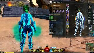 [GW2] Lightning-Blessed Zephyrite Gloves with Polyluminescent (Orange, Green, Teal and Black)