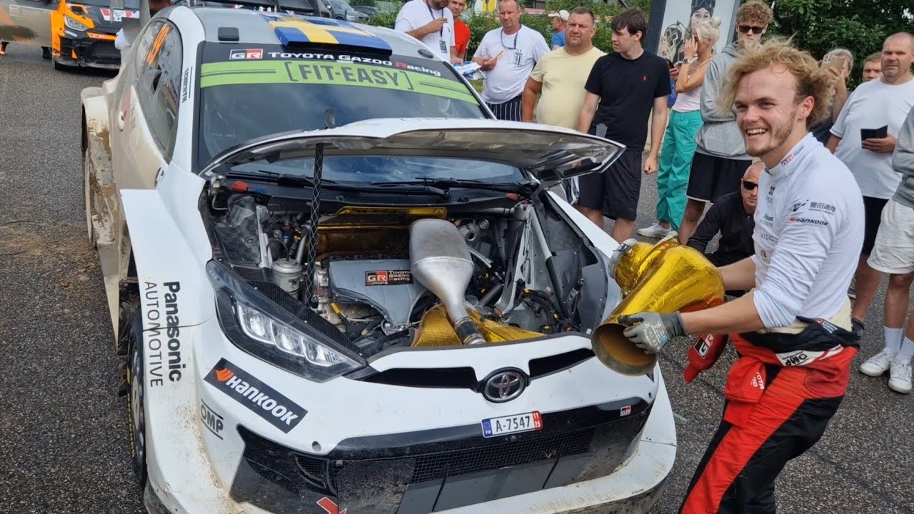 WRC Delfi Rally Estonia 2025 Solberg working on his car before Power Stage