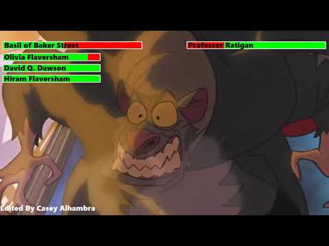 The Great Mouse Detective (1986) Final Battle with healthbars