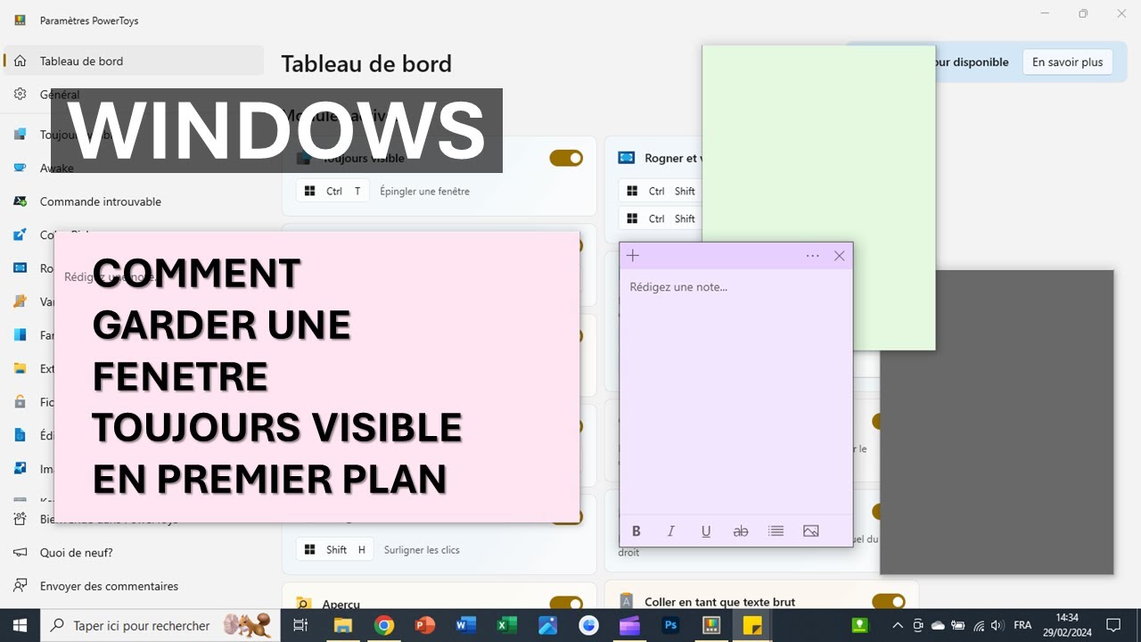 Windows | Garder une fenêtre en premier-plan / toujours visible - YouTube