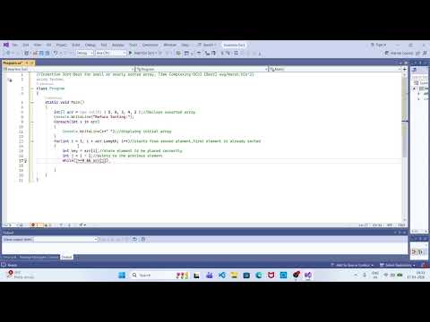 Insertion Sort Algorithm in C# | Step by Step Code Explanation