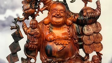 Di lặc tam phúc vác đào trắc đỏ đen TƯỢNG GỖ NGUYỄN HỒNG 0987336318