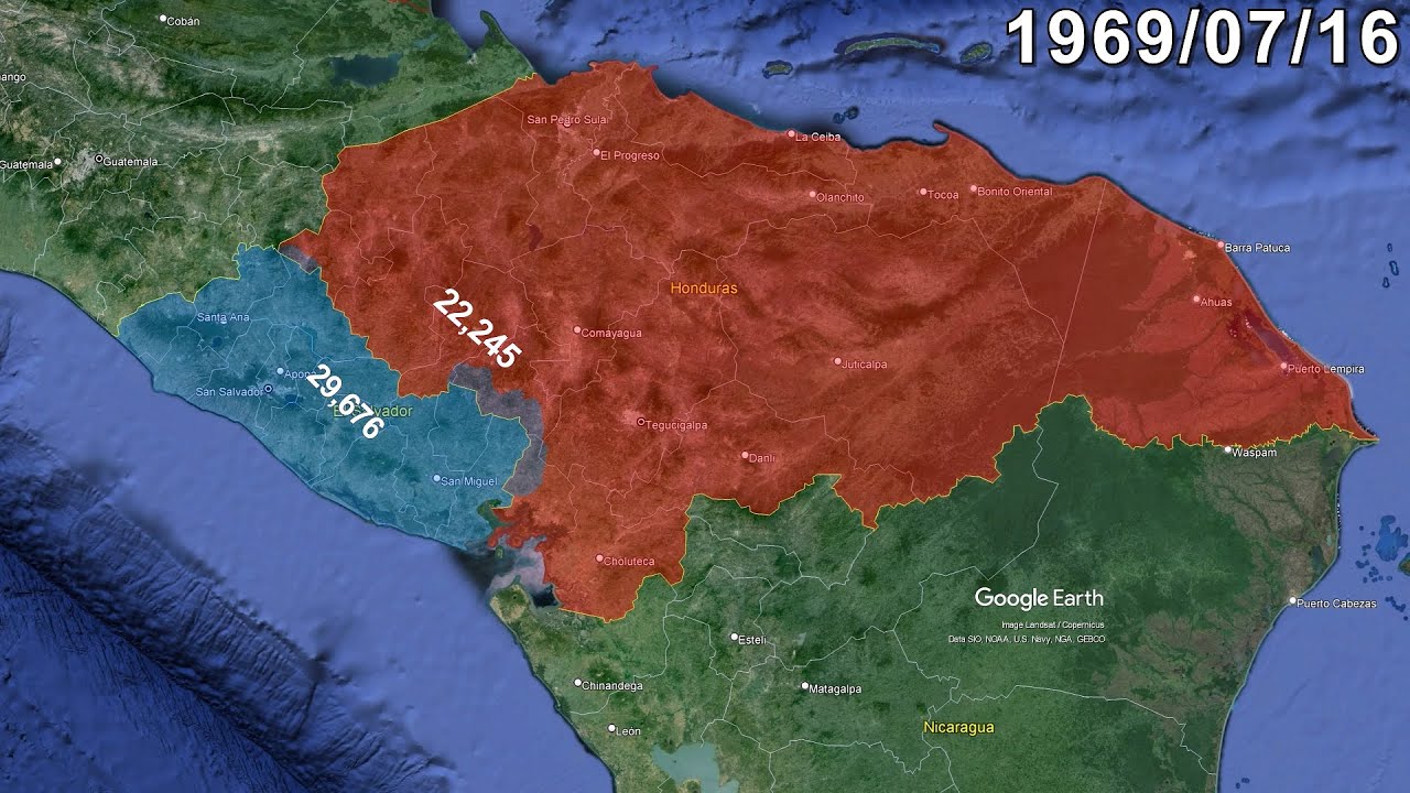 The 100 Hours War - The Football War in 30 seconds using Google Earth ...