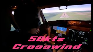 50 kts Crosswind Landing in Simulator