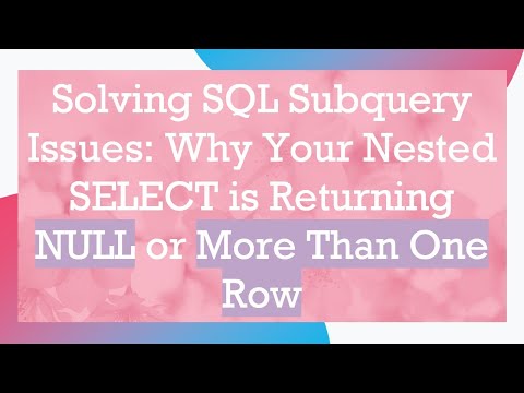 Solving SQL Subquery