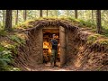Build a Cozy Underground Survival House Alone in the Forest | Build a Warm Hidden Shelter 