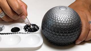 Easy Dot Mandala on Rocks: Step-by-Step Beginner Tutorial (Oval Egg Stone) #mandalaart #dotart #art