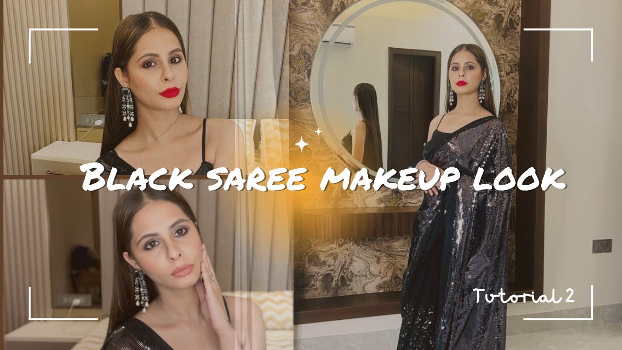 Soft smokey eye makeup look | Makeup with black saree | step by step makeup