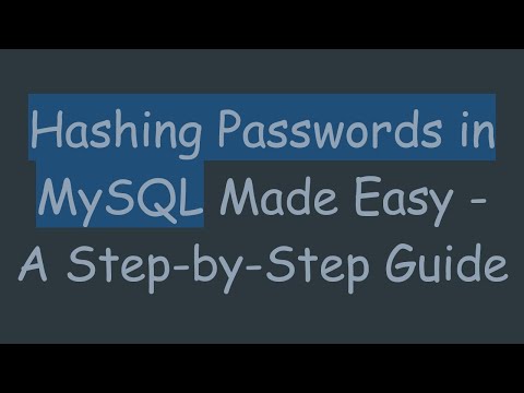 Hashing Passwords in