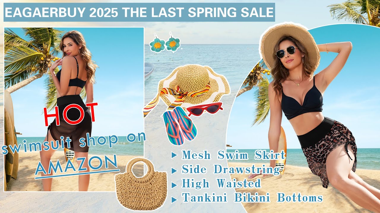 EAGERBUY swimwear bottom swimsuit bathing suit skirt tankini bottom mesh 