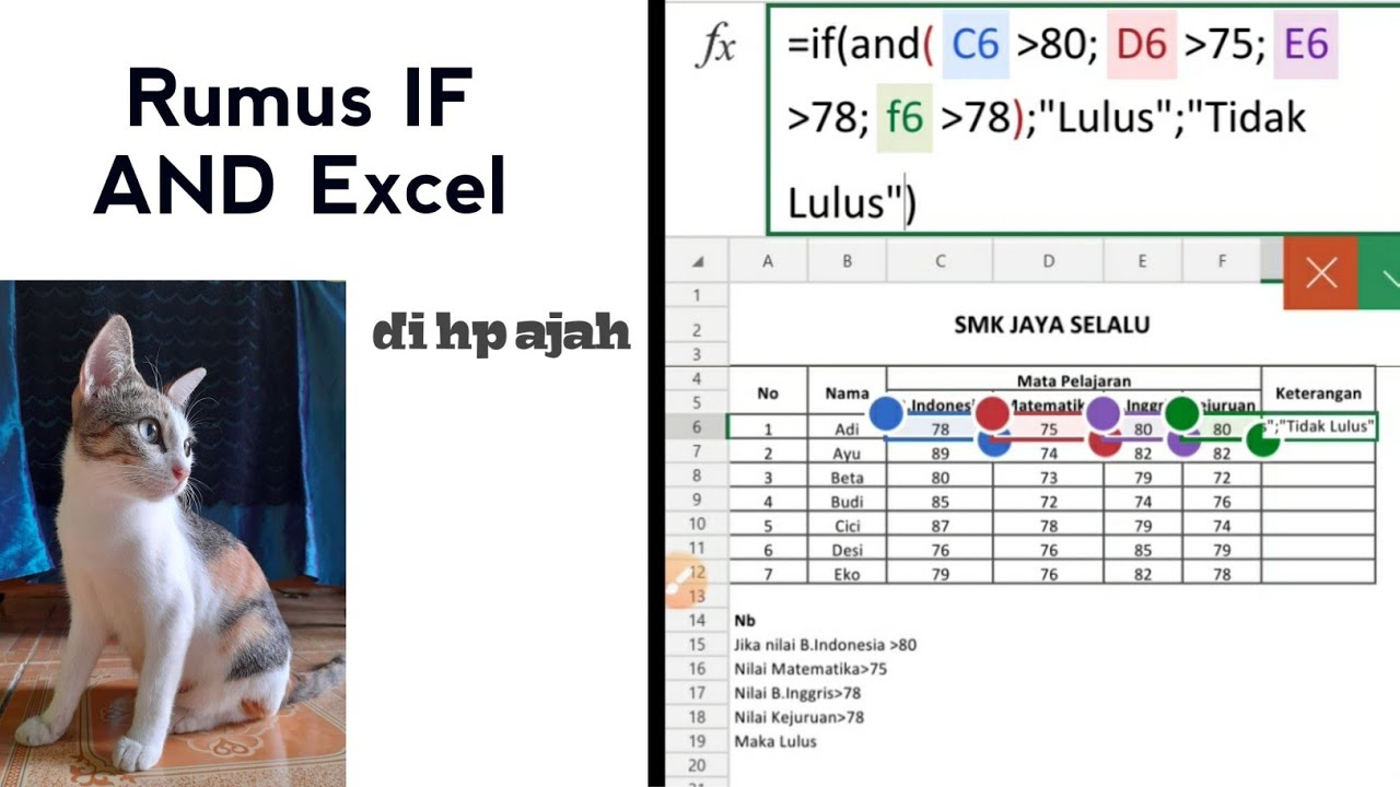 Rumus IF AND Excel Lulus Dan Tidak Lulus Di Hp YouTube Rumus if and excel lulus dan tidak lulus di hp youtube