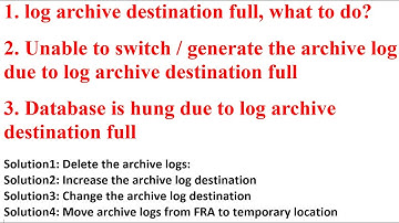 log archive destination full - What to do? || DB is hung due to FRA is Full