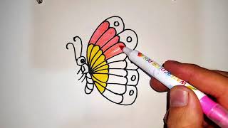 Easy draw Butterfly in a minute step by step #drawing4kids #howtodraw #art #tutorial