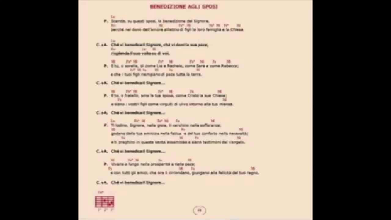 Benedizione Agli Sposi Con Spartito Non In Elenco Risuscito Kiko Arguello Youtube