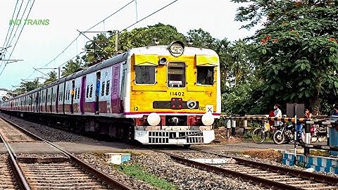 Honking EMU Local Train Skip Busy Level Crossing | Newly Painted OlD EMU Trains Passing Railgate