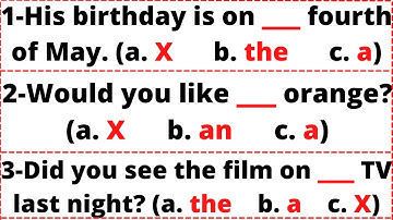 English Grammar Quiz: ARTICLES - A, AN & THE |English MasterClass|