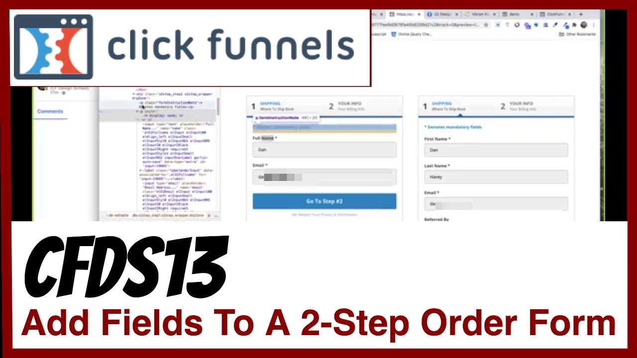 How To Add Custom Inputs, First Name and Last Name Fields To A 2-Step Order Form - CFDS-13