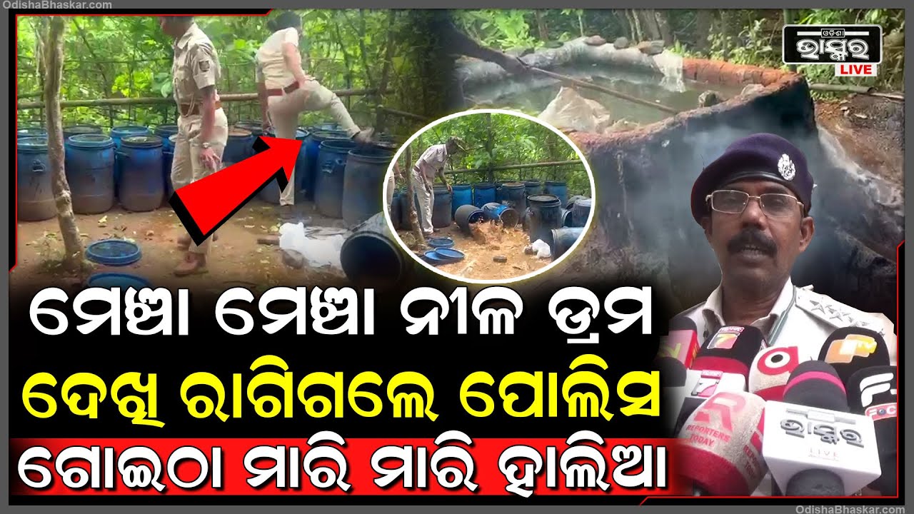 ମେଞ୍ଚା ମେଞ୍ଚା ନୀଳ ଡ୍ରମ ଦେଖି ରାଗିଗଲେ ପୋଲିସ ବାବୁ , ଗୋଇଠା ମାରି ମାରି ହୋଇଗଲେ ହାଲିଆ...