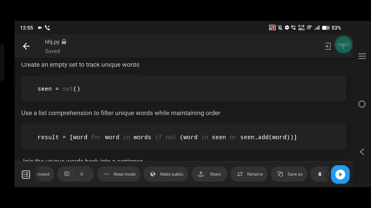 Python Program to Remove All Duplicate Words from a Sentence - YouTube