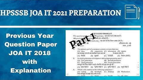 JOA IT 2021 Exam Preparation||HPSSSB JOA IT 2018 EXAM PART 1||JOA IT Previous Year Question paper||