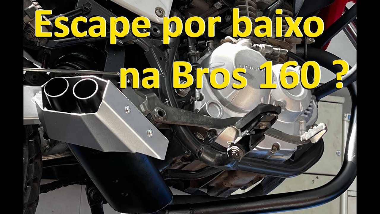 Escapamento MTG por baixo da moto na Bros 160