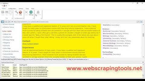 How to capture contact details from TutorFinder using Webharvy