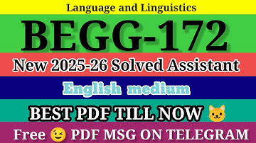 BEGG 172 SOLVED ASSIGNMENT 2025-26 in English ll begg 172 solved assignment 2026 ll ignou begg172