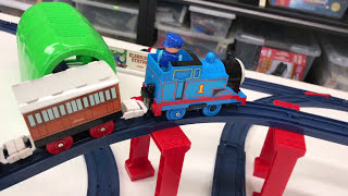 Thomas Tomy Train on Dark Blue Track Layout - Playing with trains
