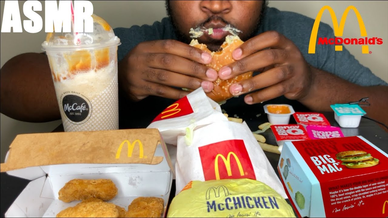 ASMR MCDONALDS MUKBANG (BIG MAC, NUGGETS,MCCHICKEN,FRIES, FRAPPE) NO TALKING BIGE BITES