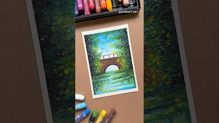 Oil Pastel Landscape Drawing Easy | Bridge Scenery Step by Step Tutorial