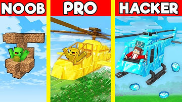 HELICOPTER Build Battle In Minecraft- NOOB VS PRO CHALLENGE - Maizen Mizen Mazien Parody