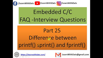What is difference between printf ,sprintf and fprintf | Embedded C Interview Questions