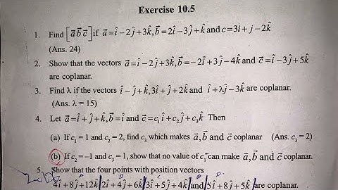 EX 10.5  Q1 TO Q7 SOLUTIONS OF VECTOR ALGEBRA NCERT CHAPTER 10 CLASS 12th