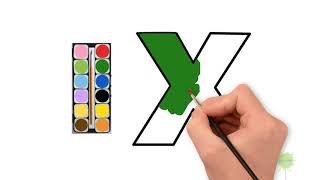 Letter X kids alphabet drawing and coloring page by HIGH FIVE